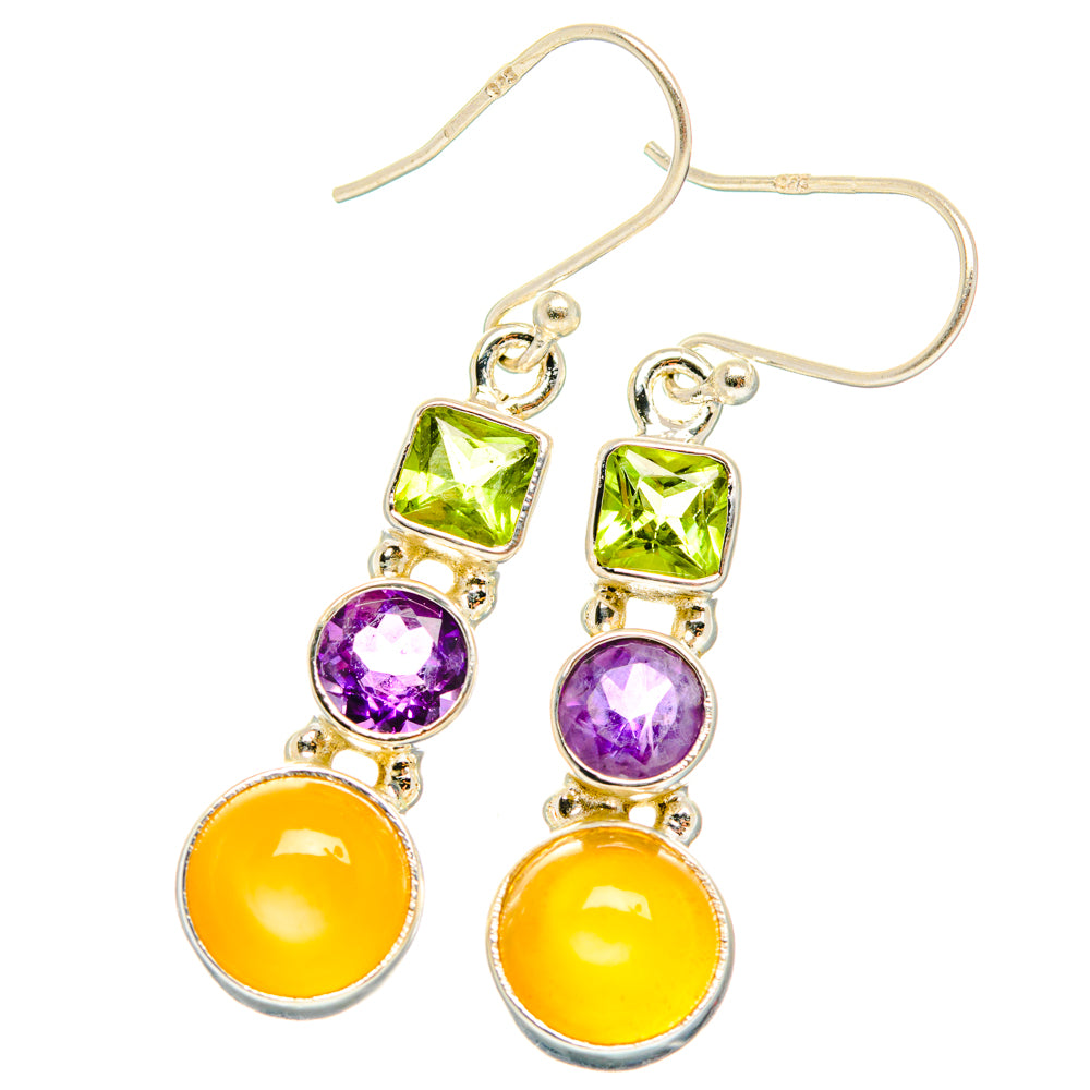 Peach Moonstone Earrings handcrafted by Ana Silver Co - EARR427556 - Photo 2