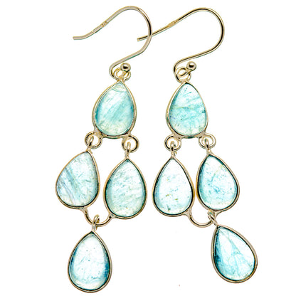 Aquamarine teardrop drop earrings with hook backs and multi-stone dangles