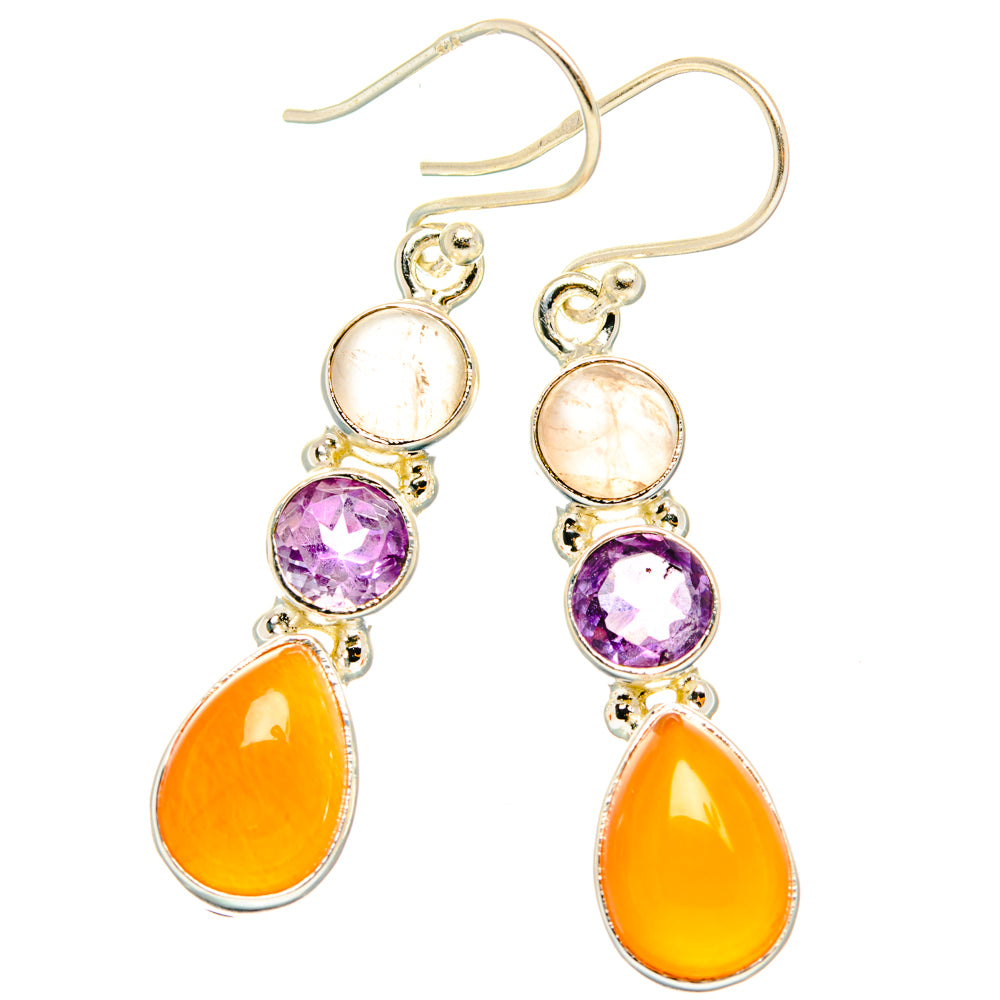 Peach Moonstone Earrings handcrafted by Ana Silver Co - EARR427585 - Photo 2