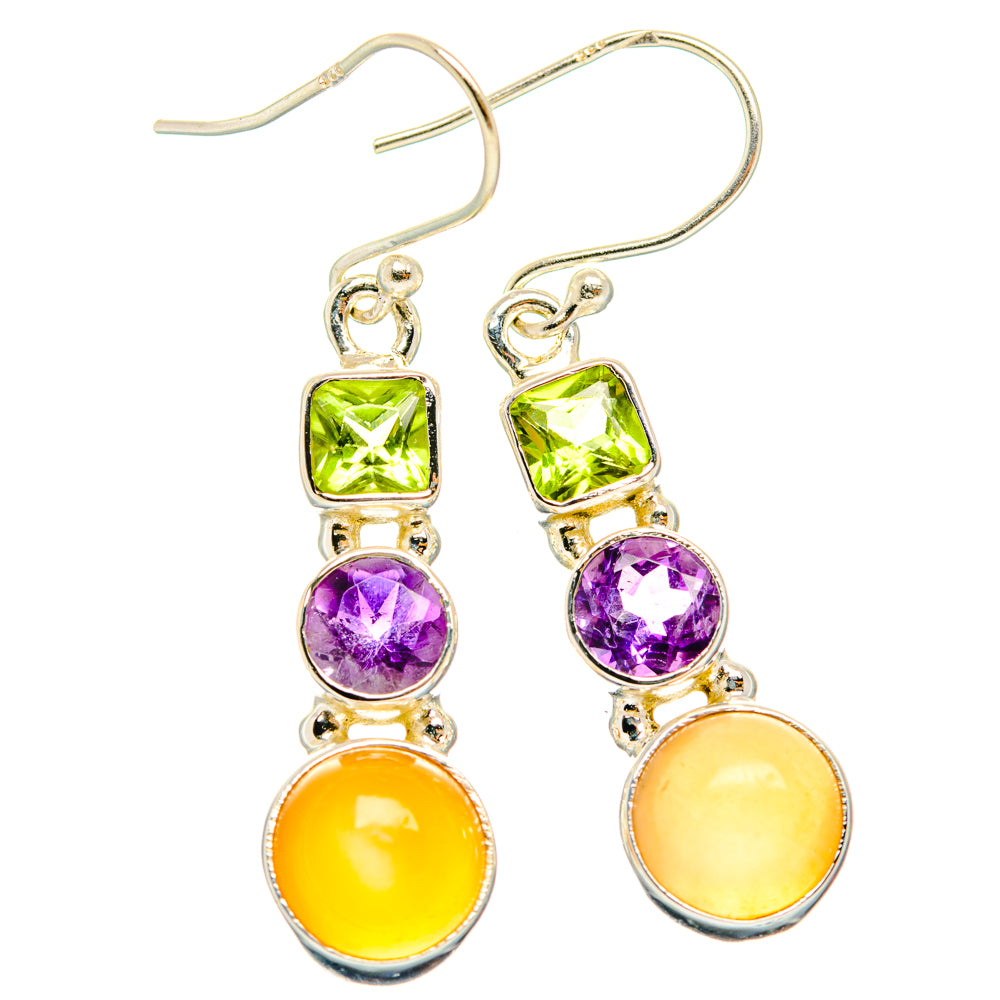 Peach Moonstone Earrings handcrafted by Ana Silver Co - EARR427614 - Photo 2