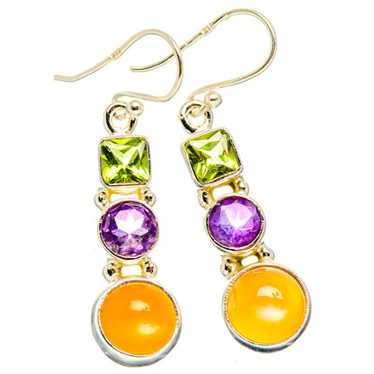 Peach Moonstone Earrings handcrafted by Ana Silver Co - EARR427655 - Photo 2