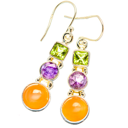 Peach Moonstone Earrings handcrafted by Ana Silver Co - EARR427659 - Photo 2