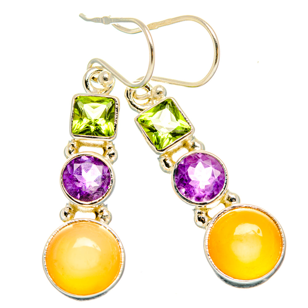 Peach Moonstone Earrings handcrafted by Ana Silver Co - EARR427697 - Photo 2