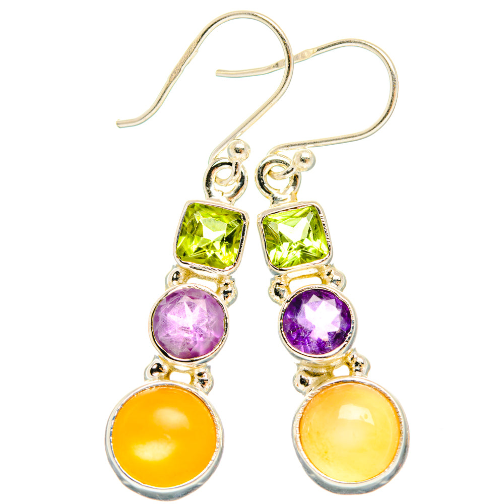 Peach Moonstone Earrings handcrafted by Ana Silver Co - EARR427716 - Photo 2