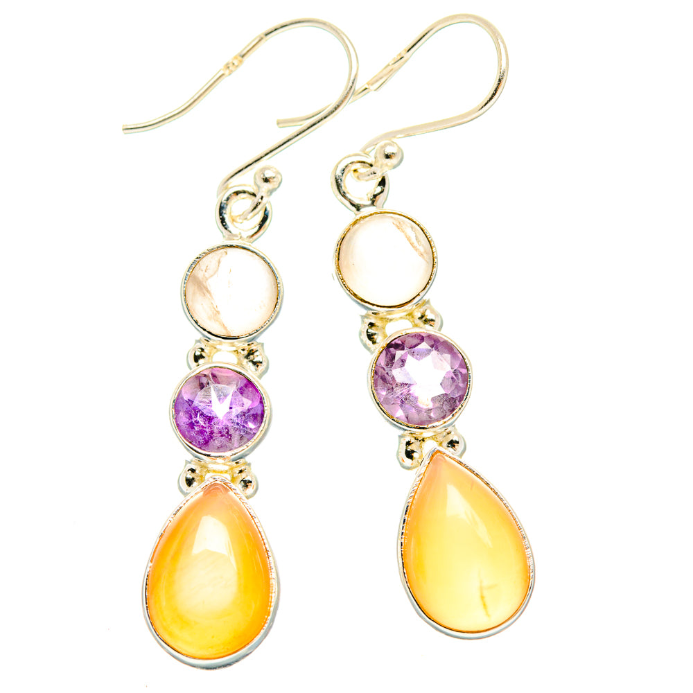 Peach Moonstone Earrings handcrafted by Ana Silver Co - EARR427722 - Photo 2