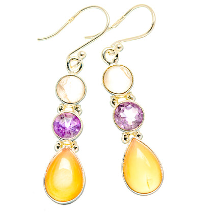 Peach Moonstone Earrings handcrafted by Ana Silver Co - EARR427722 - Photo 2