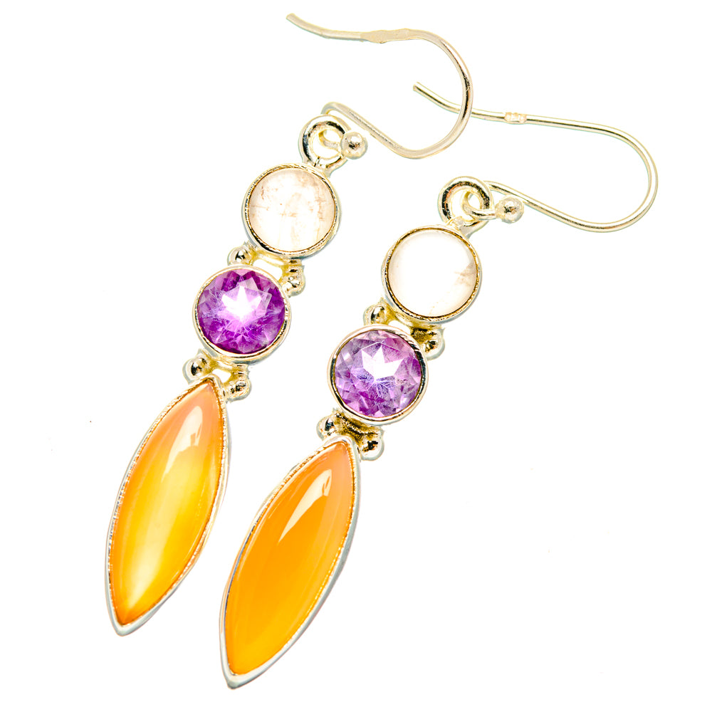 Peach Moonstone Earrings handcrafted by Ana Silver Co - EARR427735 - Photo 2