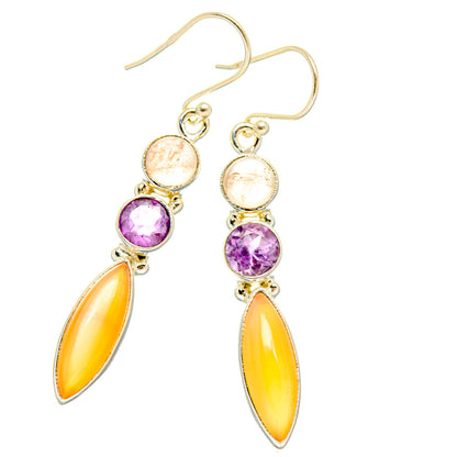 Peach Moonstone Earrings handcrafted by Ana Silver Co - EARR427750 - Photo 2