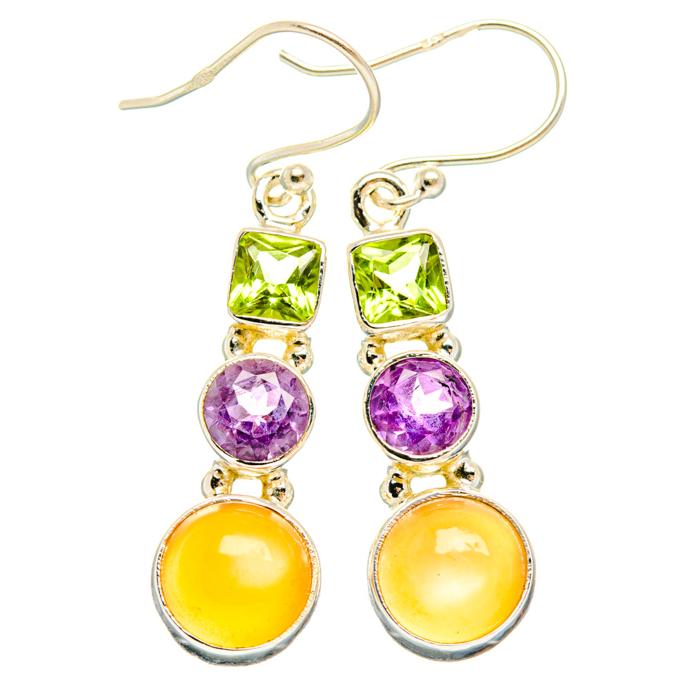 Peach Moonstone Earrings handcrafted by Ana Silver Co - EARR427762 - Photo 2