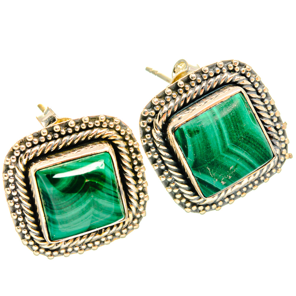 Malachite Earrings handcrafted by Ana Silver Co - EARR427798 - Photo 2
