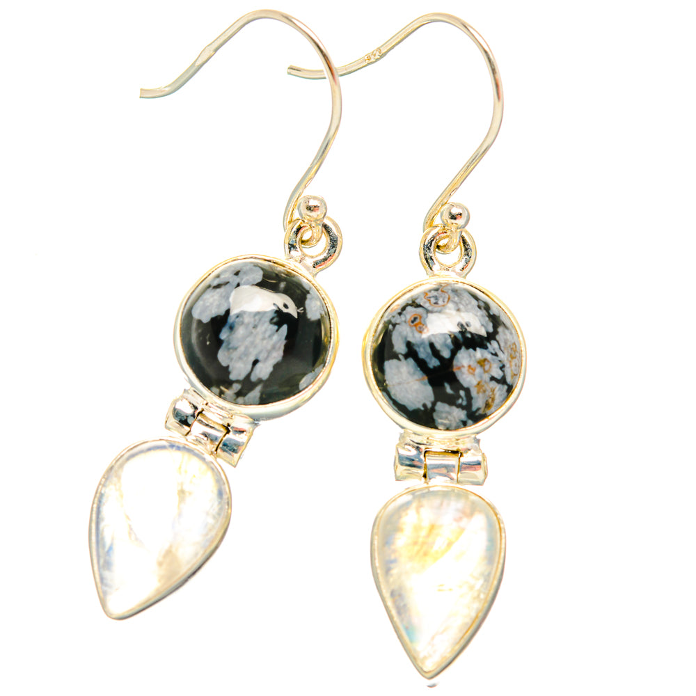 Snowflake Obsidian Earrings handcrafted by Ana Silver Co - EARR427802 - Photo 2
