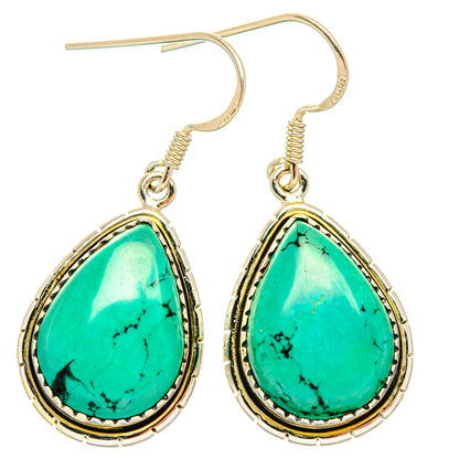 Tibetan Turquoise Earrings handcrafted by Ana Silver Co - EARR427806 - Photo 2