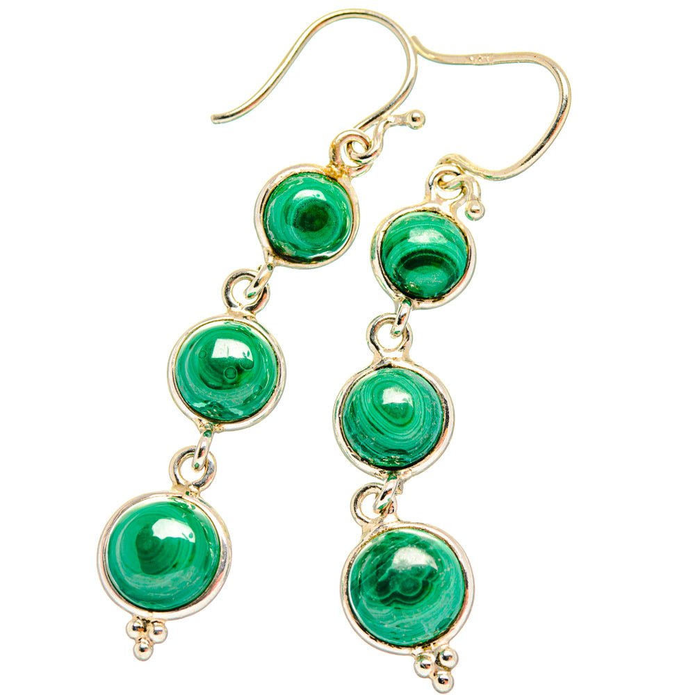 Malachite Earrings handcrafted by Ana Silver Co - EARR427810 - Photo 2