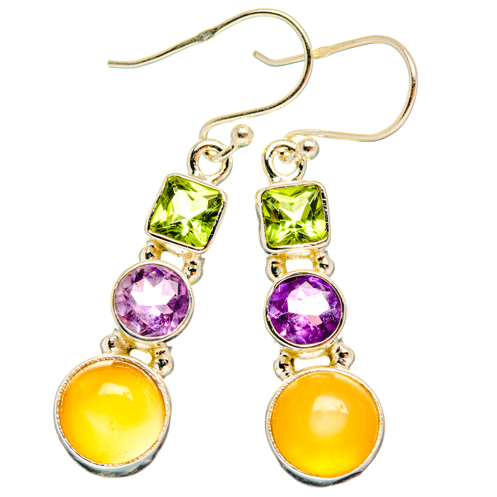 Peach Moonstone Earrings handcrafted by Ana Silver Co - EARR427825 - Photo 2