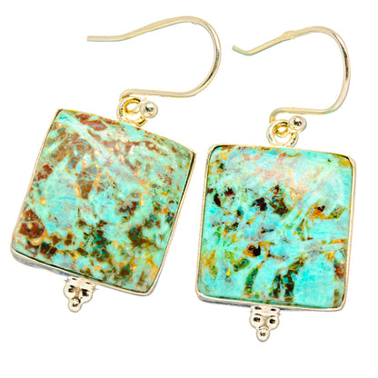 Peruvian Chrysocolla Earrings handcrafted by Ana Silver Co - EARR427842 - Photo 2