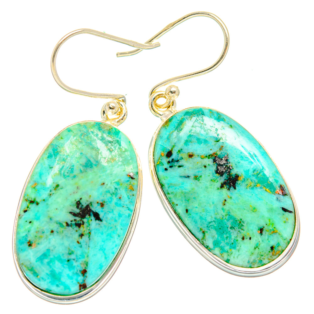 Peruvian Chrysocolla Earrings handcrafted by Ana Silver Co - EARR427846 - Photo 2