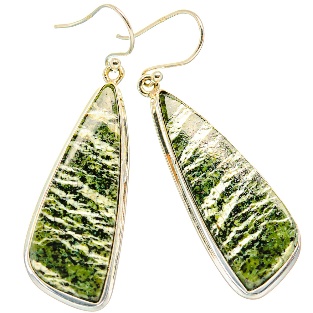 Green Swiss opal teardrop earrings, 925 sterling silver bezel and fishhook hooks