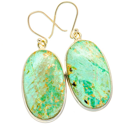 Peruvian Chrysocolla Earrings handcrafted by Ana Silver Co - EARR427915 - Photo 2