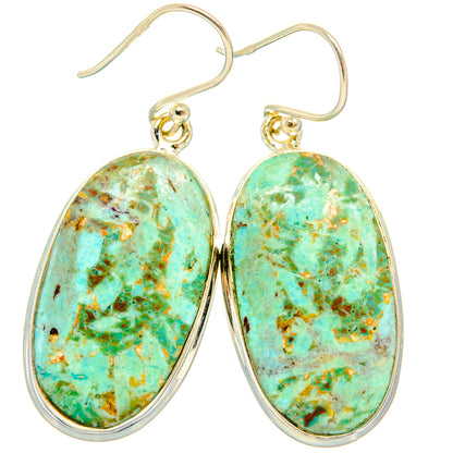 Peruvian Chrysocolla Earrings handcrafted by Ana Silver Co - EARR427939 - Photo 2