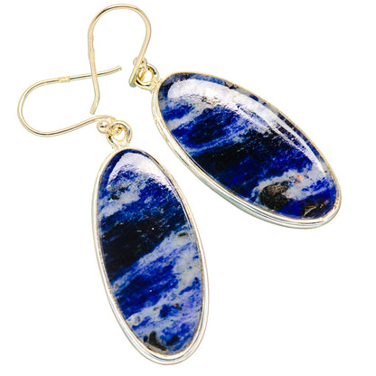 925 sterling silver dangle earrings with blue sodalite teardrop stones