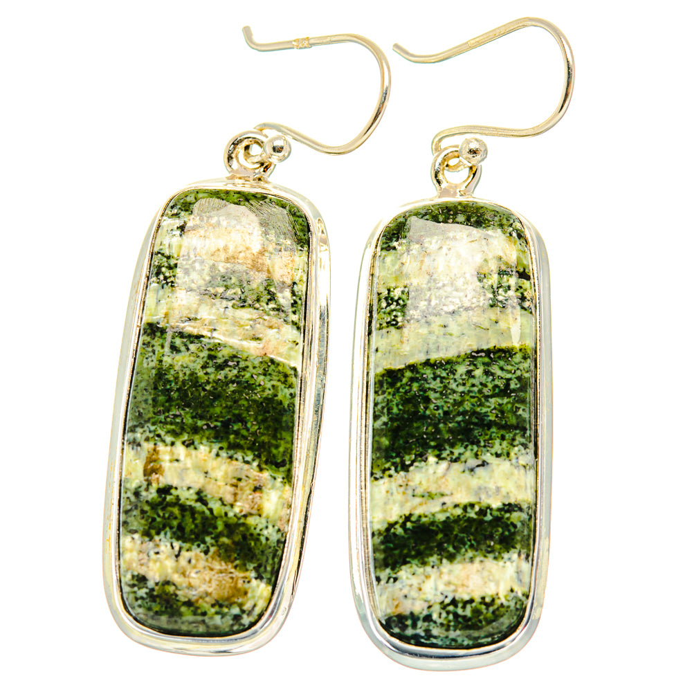 Green Vein Jasper Earrings handcrafted by Ana Silver Co - EARR428018 - Photo 2