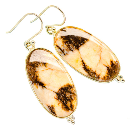 Peanut Wood Jasper Earrings handcrafted by Ana Silver Co - EARR428021 - Photo 2