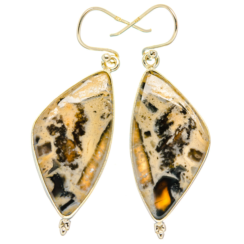 Tiger Dendrite Agate Earrings handcrafted by Ana Silver Co - EARR428036 - Photo 2
