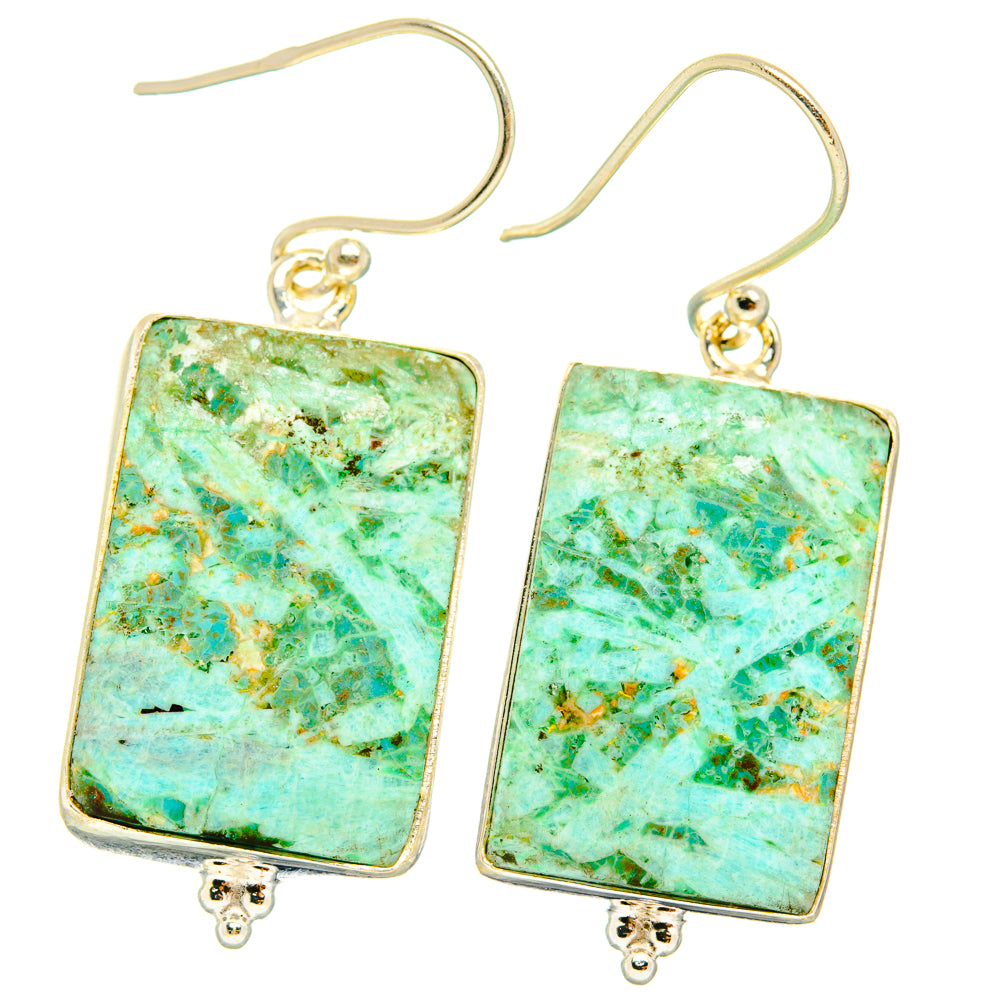Peruvian Chrysocolla Earrings handcrafted by Ana Silver Co - EARR428041 - Photo 2