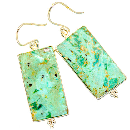 Peruvian Chrysocolla Earrings handcrafted by Ana Silver Co - EARR428043 - Photo 2
