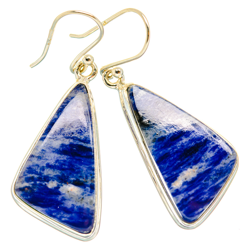 Sodalite drop earrings in sterling silver with teardrop blue gemstone
