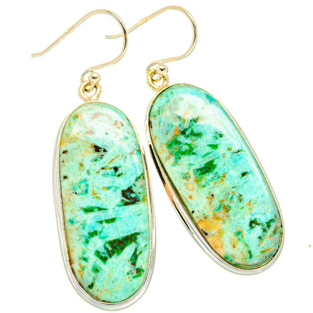 Peruvian Chrysocolla Earrings handcrafted by Ana Silver Co - EARR428081 - Photo 2
