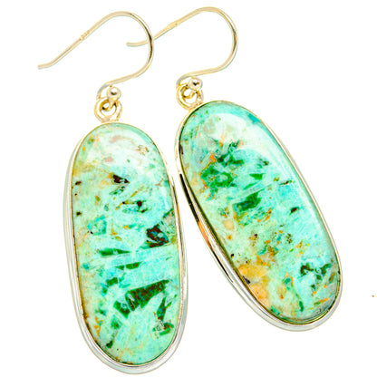 Peruvian Chrysocolla Earrings handcrafted by Ana Silver Co - EARR428081 - Photo 2