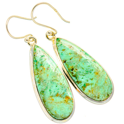 Peruvian Chrysocolla Earrings handcrafted by Ana Silver Co - EARR428090 - Photo 2