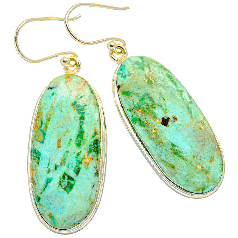 Peruvian Chrysocolla Earrings handcrafted by Ana Silver Co - EARR428098 - Photo 2
