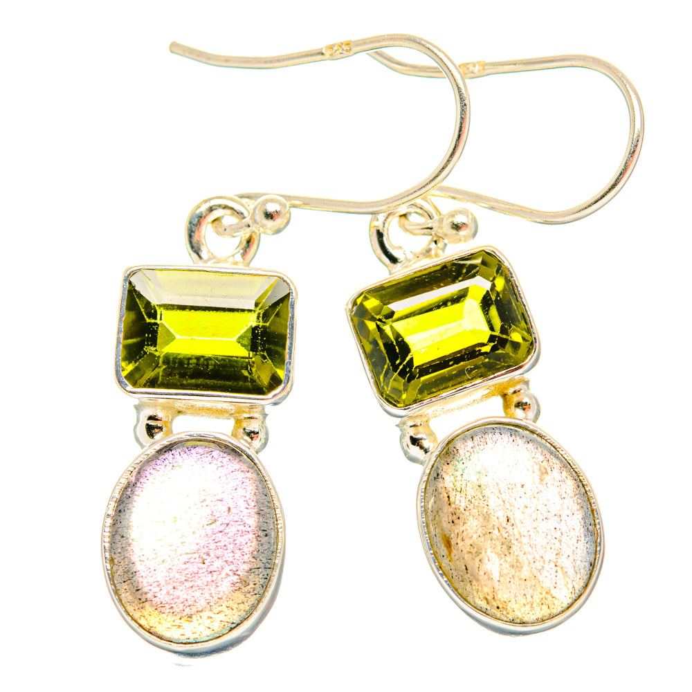 Labradorite, Green Tourmaline Earrings handcrafted by Ana Silver Co - EARR428164 - Photo 2