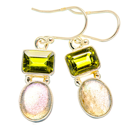 Labradorite, Green Tourmaline Earrings handcrafted by Ana Silver Co - EARR428164 - Photo 2