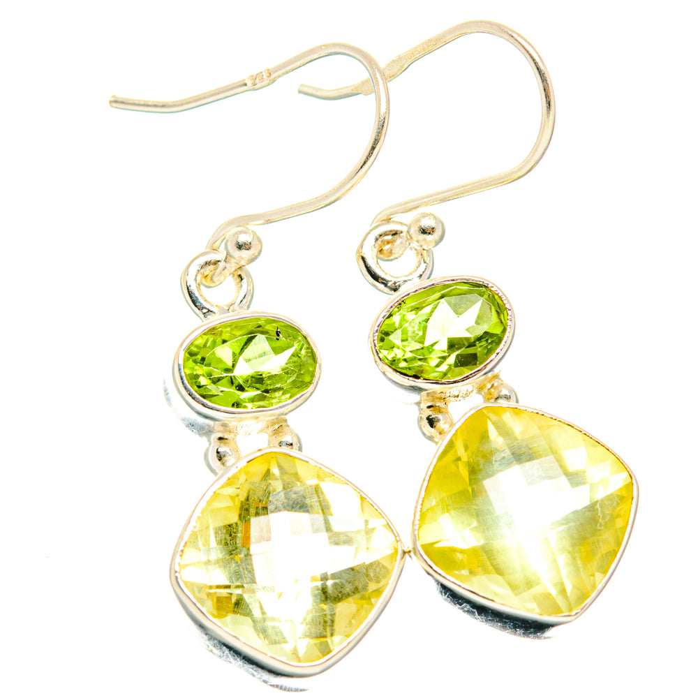 Lemon Quartz, Peridot Earrings handcrafted by Ana Silver Co - EARR428223 - Photo 2
