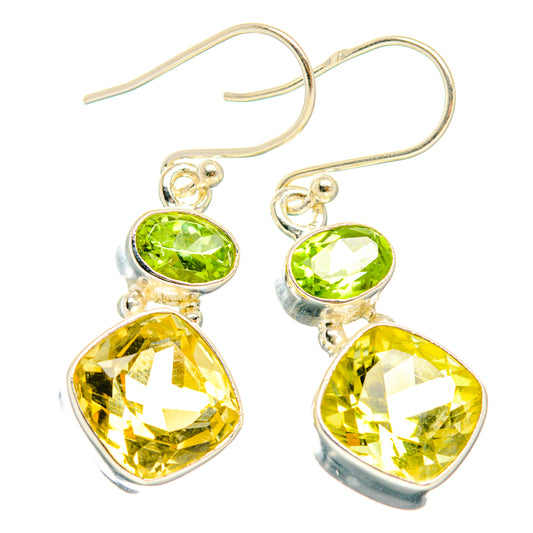 Lemon Quartz, Peridot Earrings handcrafted by Ana Silver Co - EARR428234 - Photo 2