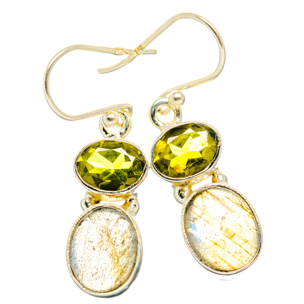 Labradorite, Green Tourmaline Earrings handcrafted by Ana Silver Co - EARR428242 - Photo 2