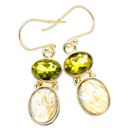 Labradorite, Green Tourmaline Earrings handcrafted by Ana Silver Co - EARR428242 - Photo 2