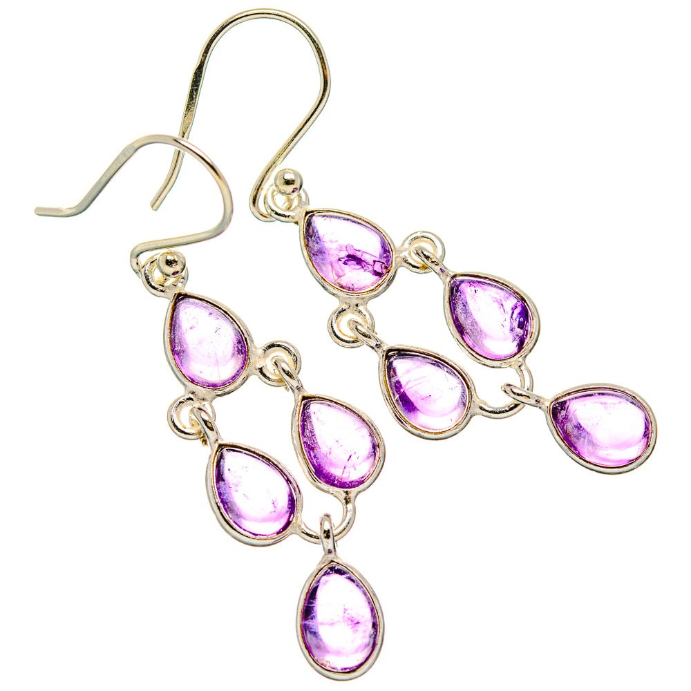 Sterling silver amethyst chandelier earrings with six purple teardrop stones
