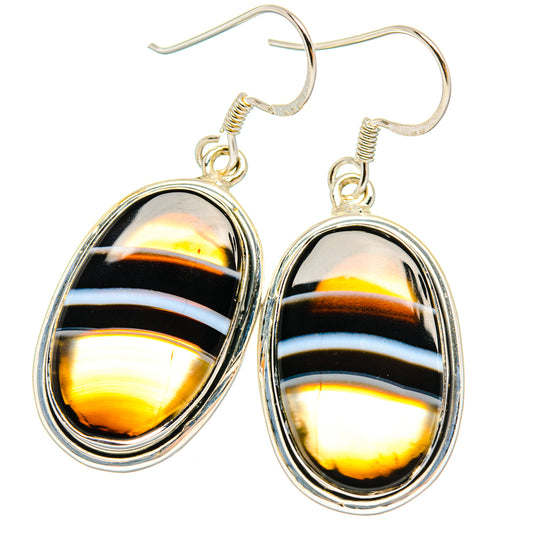 Black Banded Agate Earrings handcrafted by Ana Silver Co - EARR428327 - Photo 2