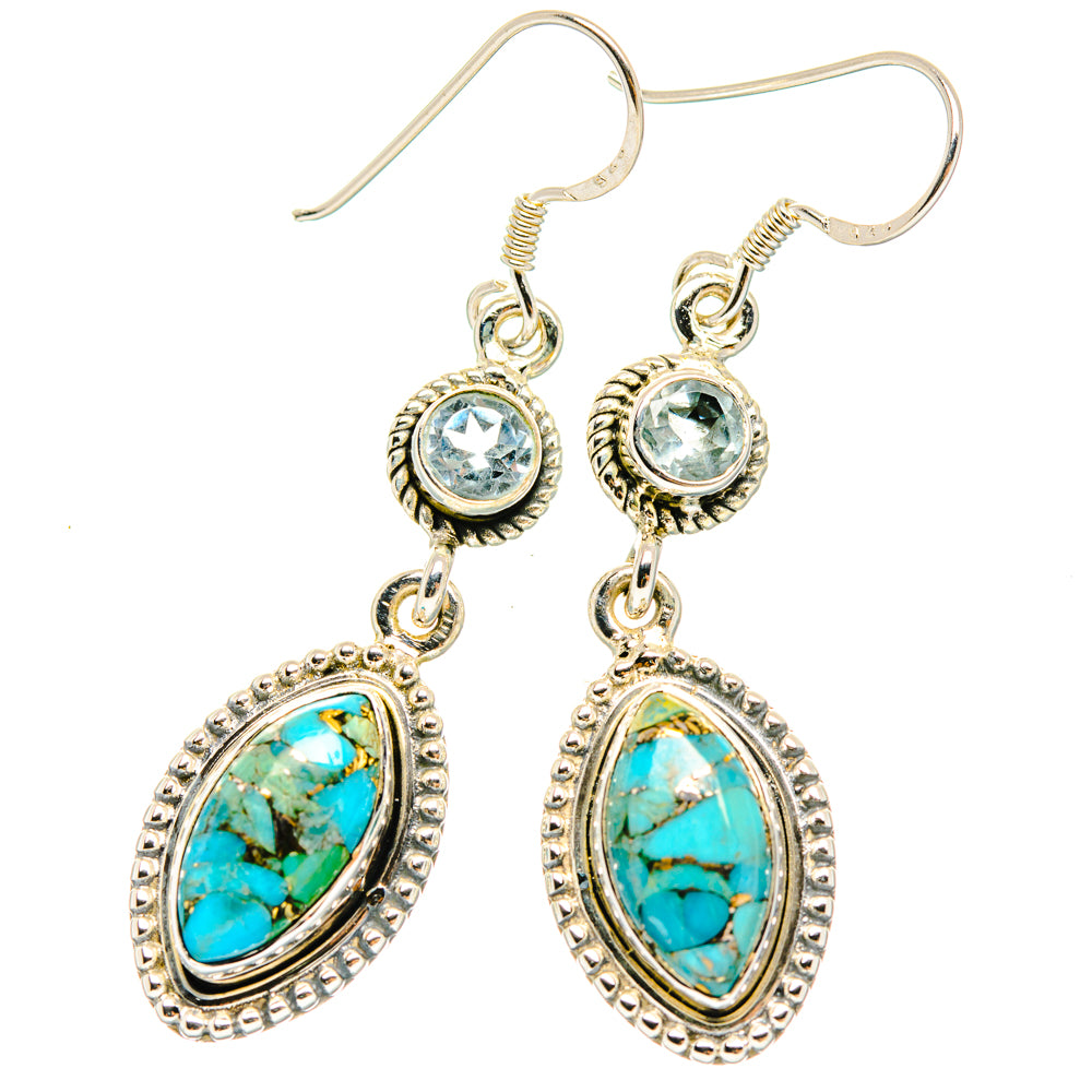 Blue Copper Composite Turquoise Earrings handcrafted by Ana Silver Co - EARR428351 - Photo 2