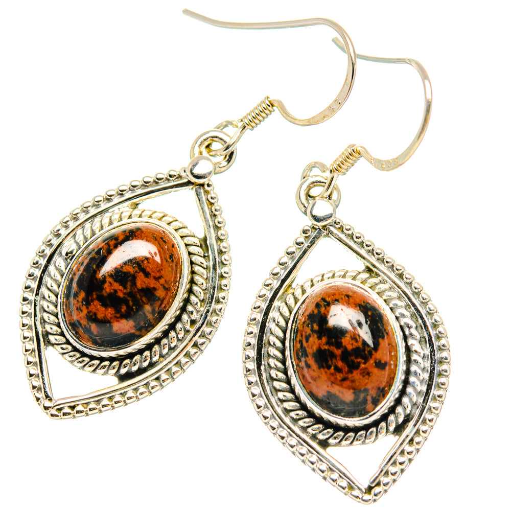 Mahogany Obsidian Earrings handcrafted by Ana Silver Co - EARR428352 - Photo 2