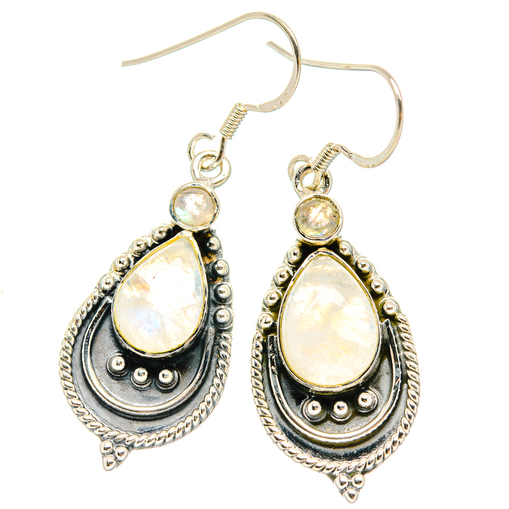 Rainbow Moonstone Earrings handcrafted by Ana Silver Co - EARR428356 - Photo 2