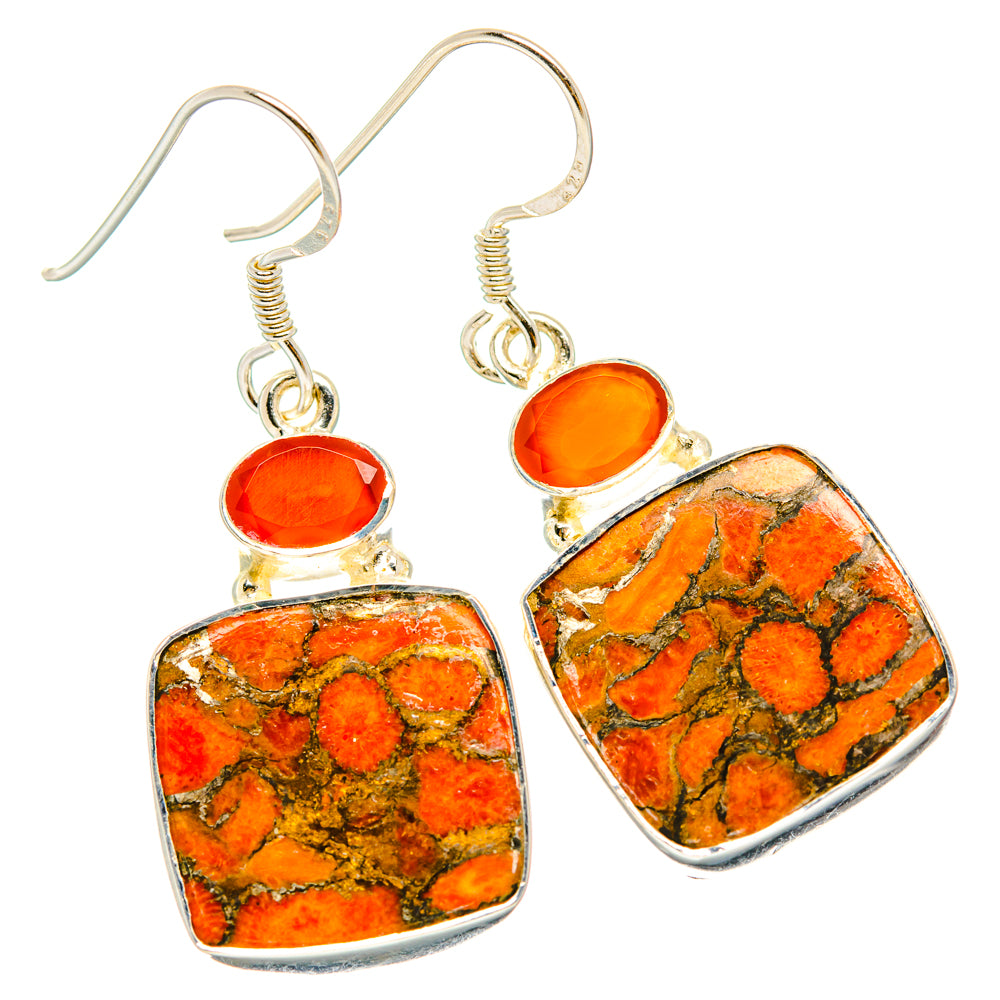 Orange Copper Composite Turquoise Earrings handcrafted by Ana Silver Co - EARR428368 - Photo 2