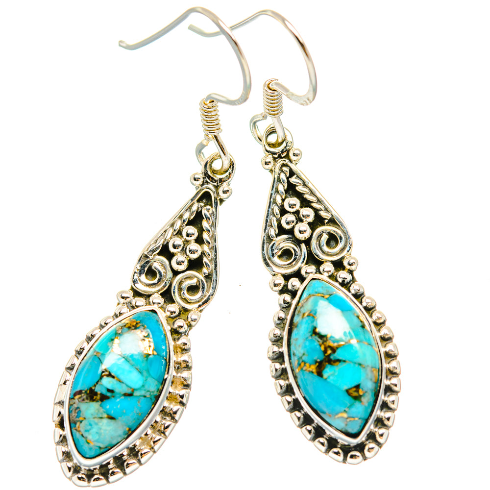 Blue Copper Composite Turquoise Earrings handcrafted by Ana Silver Co - EARR428371 - Photo 2