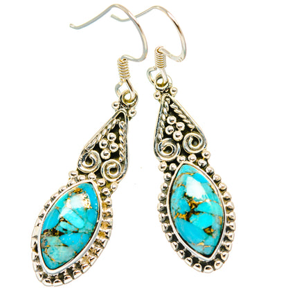Blue Copper Composite Turquoise Earrings handcrafted by Ana Silver Co - EARR428371 - Photo 2