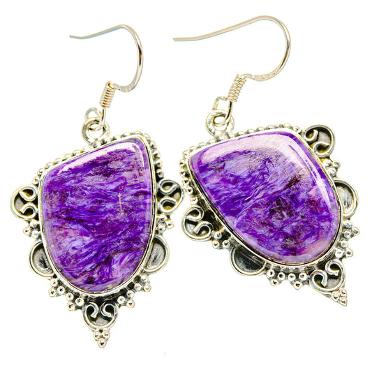 Charoite Earrings handcrafted by Ana Silver Co - EARR428374 - Photo 2