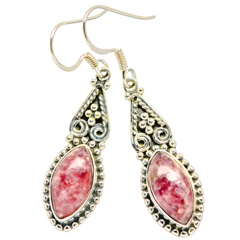 Teardrop lepidolite drop earrings, sterling silver with spiral filigree and fishhook backs